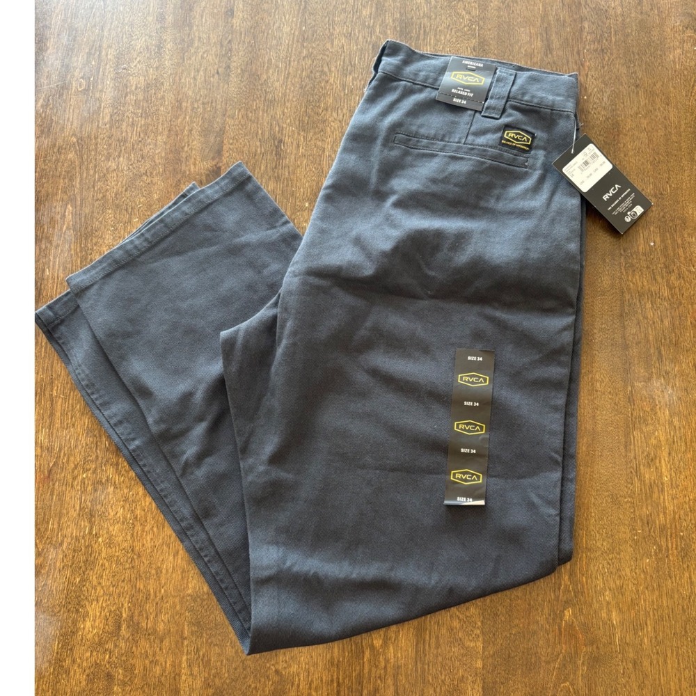 RVCA Americana Chino 2 Relaxed Fit Pants Mens 34 Charcoal Grey AVYNP00227 NWT